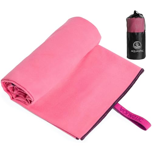 AQUASTIC Havlu Handtuch Größe L Schnelltrocknendes Fitness Handtuch für aktive Menschen 80 x 130 cm Leicht und kompakt Aus 88% Polyester und 12% Polyamid Ideal für Schwimmbad Strand Pink von AQUASTIC