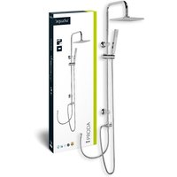 'aquaSu® Duschsystem Proda mit Regendusche & Handbrause eckig Stab-Handbrause & Kopfbrause je 1 Strahlart Anti-Kalk Regendusche Duschgarnitur mit von AQUASU