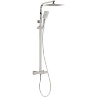'aquaSu® Duschsystem Tela mit Thermostat-Armatur, Kopfbrause & Handbrause Handbrause: 3-strahlig Kopfbrause: 1-strahlig Antikalk eckig von AQUASU
