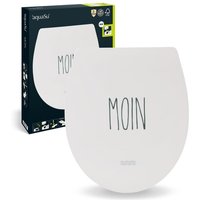 'aquaSu® WC-Sitz mit Motiv Moin Toilettendeckel mit Absenkautomatik Belastbarkeit bis 300 kg O-Form Top-Fix Take-Off Kunststoffscharniere Duroplast von AQUASU