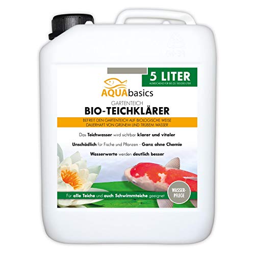 AQUAbasics Gartenteich Bio-Teichklärer für kristallklares Wasser ohne Chemie - Befreit den Teich von grünem und trüben Teichwasser - Natürlicher Teich-Klärer, Größe:5 Liter von AQUAbasic