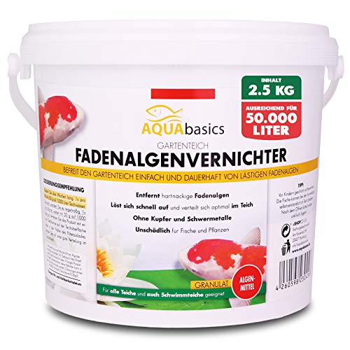 AQUAbasics Gartenteich Fadenalgenvernichter Power-GRANULAT befreit den Teich von hartnäckigen Fadenalgen dauerhaft und stopp die Neubildung von Algen, Größe:2.5 kg von AQUAbasic