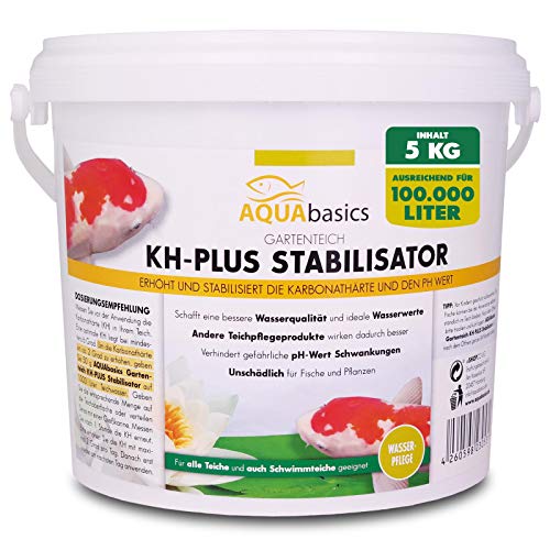 AQUAbasics Gartenteich KH-Plus Stabilisator sichert stabile und lebensnotwendige Wasserwerte im Teich - Stabile Karbonathärte sichert auch den pH-Wert, Größe:5 kg von AQUAbasic
