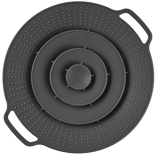 AQXIBA Spill Stopper Deckel Überkochschutz und Spritzschutz aus SilikonTopf Silikondeckel Überkochschutz für Deckel Pfanne Spritzschutz für Töpfe und Pfannen zwischen Ø 8-11inch (AA-Black) von AQXIBA