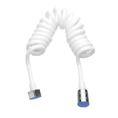 AQXYQAZZ 1,5/2 Meter Badezimmer Frühling Dusche Schlauch Bidets Wasserhahn versenkbare Telefonleitung Sanitär Schlauch Bad Sprayer verbinden Rohr(White,2 meters) von AQXYQAZZ