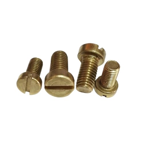 AQXYQAZZ 10 Stück M5 Messing Haushaltsmaschinen Einwortschraube Schlitzschraube Zylinderkopfschrauben Maschinenschrauben 16mm-30mm Länge(Size:M5x25mm) von AQXYQAZZ
