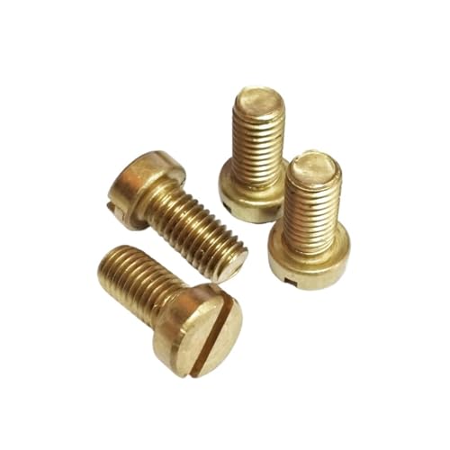 AQXYQAZZ 10 Stück M6 Messing Haushaltsmaschinen Einwortschraube Schlitzschraube Zylinderkopfschrauben Maschinenschrauben 10mm-20mm Länge(Size:M6x20mm) von AQXYQAZZ