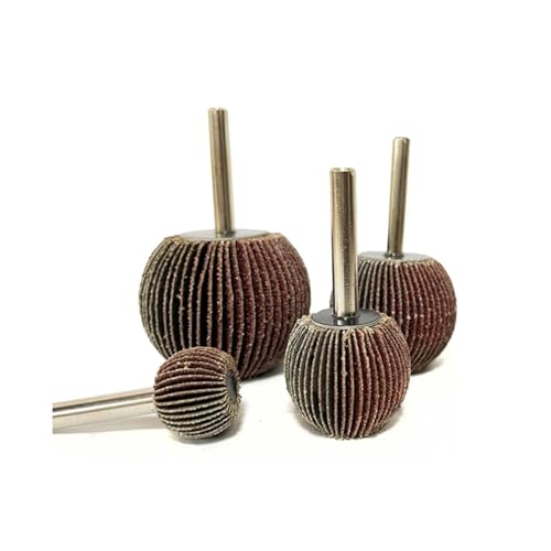 AQXYQAZZ 4PC Kugel Schleifpapier Klappe Rad 60/80/120/180 Grit 6mm Schaft Schleif Rotation Werkzeug for Polieren Ball Form(180 Grit) von AQXYQAZZ