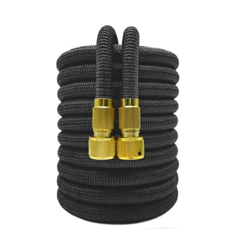 AQXYQAZZ Erweiterbarer Doppelmetallanschluss Hochdruck-Gartenschlauchaufroller Magische Wasserleitungen for die Autowaschanlage Gartenbewässerung auf dem Bauernhof(Black,1/2''_100FT-30M EXTENDED) von AQXYQAZZ