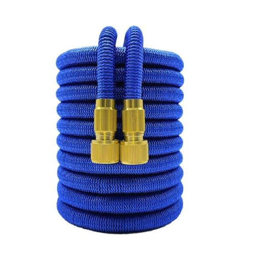 AQXYQAZZ Erweiterbarer Doppelmetallanschluss Hochdruck-Gartenschlauchaufroller Magische Wasserleitungen for die Autowaschanlage Gartenbewässerung auf dem Bauernhof(Blue,1/2''_25FT-7.5M EXTENDED) von AQXYQAZZ