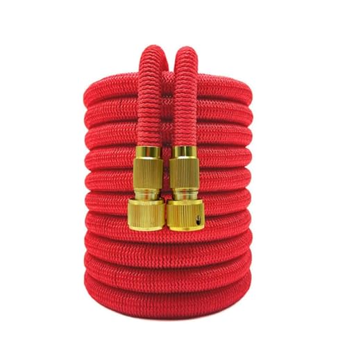 AQXYQAZZ Erweiterbarer Doppelmetallanschluss Hochdruck-Gartenschlauchaufroller Magische Wasserleitungen for die Autowaschanlage Gartenbewässerung auf dem Bauernhof(Red,1/2''_25FT-7.5M EXTENDED) von AQXYQAZZ