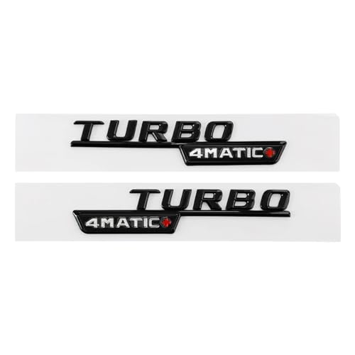 AQXYWQOL 3D-ABS-Schwarz-Turbo-Logo, Turbo-4matic-Emblem, Auto-Kotflügelabzeichen, kompatibel mit CLA 45 X156 A45 Turbo-Aufkleber, Zubehör Farbe ist konstant, verblasst nicht und beschädigt(4matic P Sh von AQXYWQOL