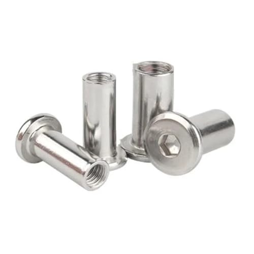 AQXYWQOL 5-10 Stück M3 M4 M5 m6 304 Edelstahl Große flache Innensechskant Möbelnietmutter Verbindungsstück Einsatz Gelenkhülse Überwurfmutter Schraube(M5X20mm 10PCS) von AQXYWQOL