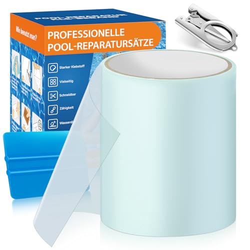 AQhui Pool Reparaturset, Transparentes Unterwasser Klebeband 10cm x 250cm, Pool Flicken Selbstklebend Wasserdichtes Flex Tape, PVC Abdichtband Kann Als Ersatz für Kleber,Dichtmittel Verwendet Werden von AQhui