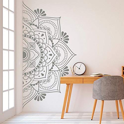 Half Mandala Wandtattoo Vinyl Aufkleber Nacht Schlafzimmer Boho Style Dekoration Yoga Studio Dekoration Wandbild85x42cm von AQjept