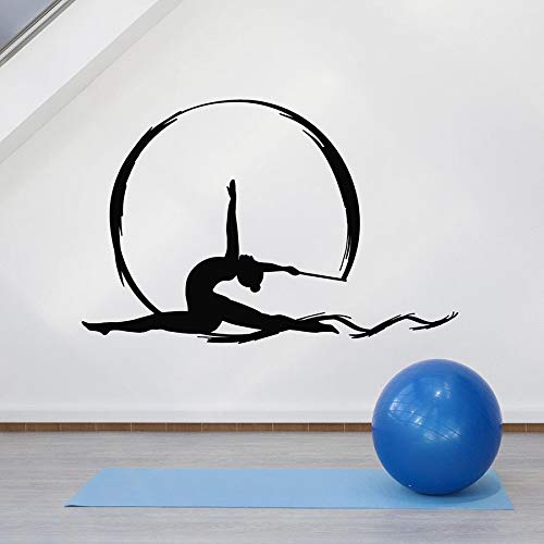 Vinyl Wandtattoo Rhythmische Gymnastik Luft Seide Sport Mädchen Tanzen Kunst Fenster Aufkleber Mädchen Zimmer Wandbild84x128cm von AQjept