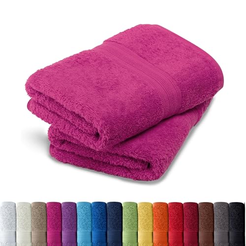 AR Line 2er Pack zum Sparpreis, Frottier Handtuch-Serie - in 8 Größen und 16 Farben 100% Baumwolle 500 g/m², 2er Pack Handtücher (50x100 cm) in Pink von AR Line