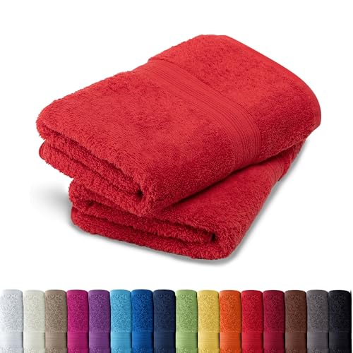 AR Line 2er Pack zum Sparpreis, Frottier Handtuch-Serie - in 8 Größen und 16 Farben 100% Baumwolle 500 g/m², 2er Pack Handtücher (50x100 cm) in Rot von AR Line