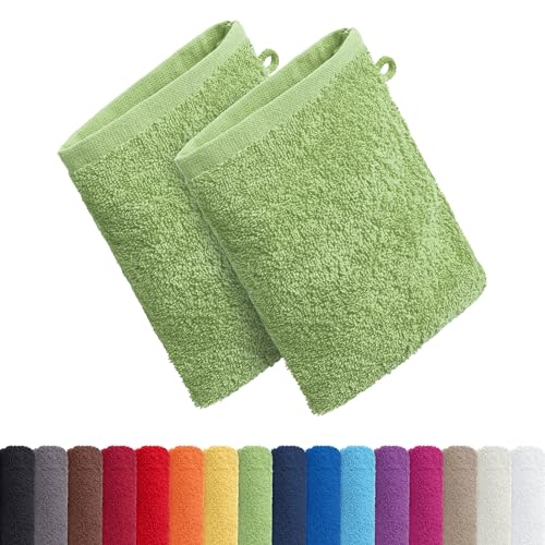 AR Line 2er Pack zum Sparpreis, Frottier Handtuch-Serie - in 8 Größen und 16 Farben 100% Baumwolle 500 g/m², 2er Pack Waschlappen (15x21 cm) in Apfelgrün von AR Line