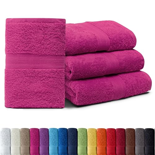 AR Line 4er Pack zum Sparpreis, Frottier Handtuch-Serie - in 7 Größen und 16 Farben 100% Baumwolle 500 g/m², 4er Pack Handtücher (50x100 cm) in Pink von AR Line