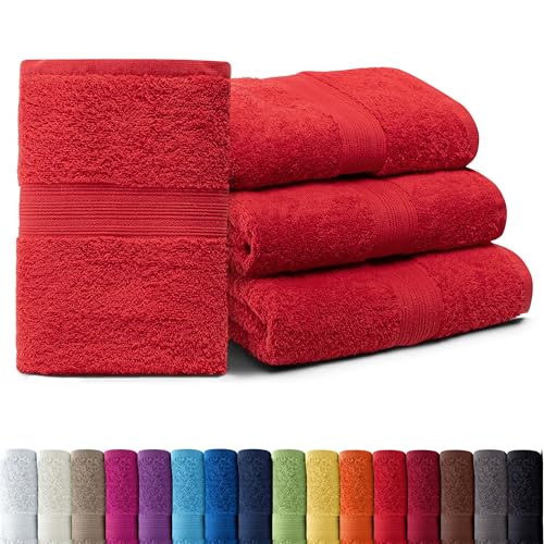 AR Line 4er Pack zum Sparpreis, Frottier Handtuch-Serie - in 7 Größen und 16 Farben 100% Baumwolle 500 g/m², 4er Pack Handtücher (50x100 cm) in Rot von AR Line