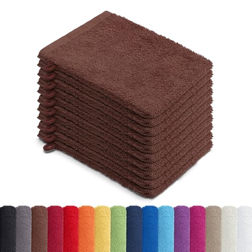 AR Line 10er Pack Waschhandschuhen/Waschlappen 15x21 cm 100% Baumwolle 500 g/m², in Farbe: Schokobraun AR Line 10er Pack Waschhandschuhen/Waschlappen 15x21 cm 100% Baumwolle 500 g/m², in Farbe: Schokobraun von AR Line