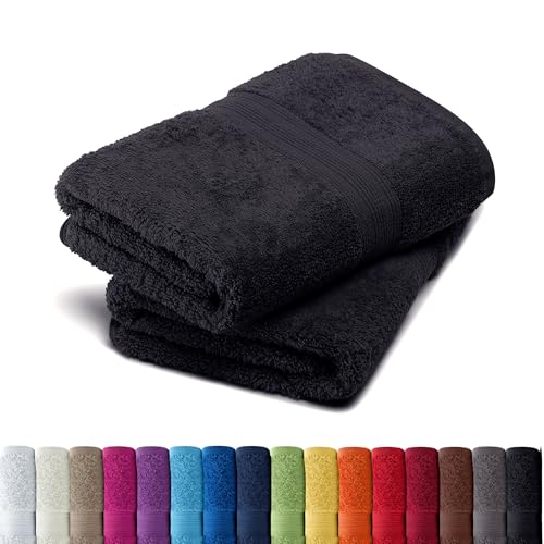 AR Line 2er Pack zum Sparpreis, Frottier Handtuch-Serie - in 8 Größen und 16 Farben 100% Baumwolle 500 g/m², 2er Pack Badetücher (100x150 cm) in Schwarz von AR Line