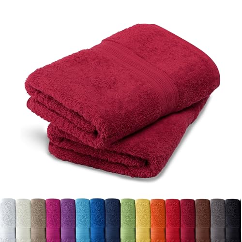 AR Line 2er Pack zum Sparpreis, Frottier Handtuch-Serie - in 8 Größen und 16 Farben 100% Baumwolle 500 g/m², 2er Pack Badetücher (100x150 cm) in Burgund von AR Line