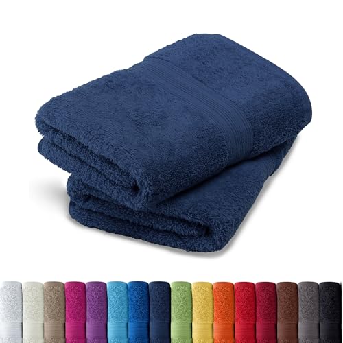 AR Line 2er Pack zum Sparpreis, Frottier Handtuch-Serie - in 8 Größen und 16 Farben 100% Baumwolle 500 g/m², 2er Pack Badetücher (100x150 cm) in Dunkelblau von AR Line