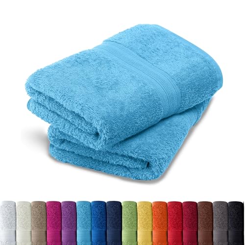 AR Line 2er Pack zum Sparpreis, Frottier Handtuch-Serie - in 8 Größen und 16 Farben 100% Baumwolle 500 g/m², 2er Pack Badetücher (100x150 cm) in Türkis von AR Line