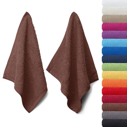 AR Line 2er Pack zum Sparpreis, Frottier Handtuch-Serie - in 8 Größen und 16 Farben 100% Baumwolle 500 g/m², 2er Pack Seiftücher (30x30 cm) in Schokobraun von AR Line