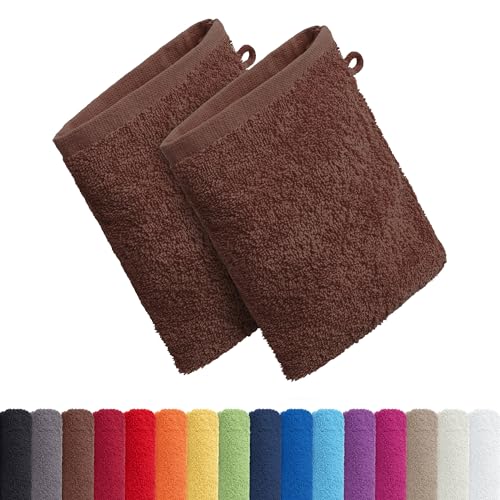 AR Line 2er Pack zum Sparpreis, Frottier Handtuch-Serie - in 8 Größen und 16 Farben 100% Baumwolle 500 g/m², 2er Pack Waschlappen (15x21 cm) in Schokobraun von AR Line