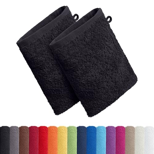 AR Line 2er Pack zum Sparpreis, Frottier Handtuch-Serie - in 8 Größen und 16 Farben 100% Baumwolle 500 g/m², 2er Pack Waschlappen (15x21 cm) in Schwarz von AR Line