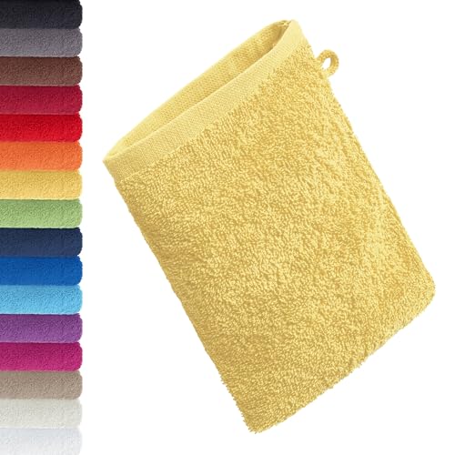 AR Line Frottier Handtuch-Serie - in 8 Größen und 16 Farben für Sie verfügbar, Waschhandschuh (15 x 21cm) in Gelb von AR Line