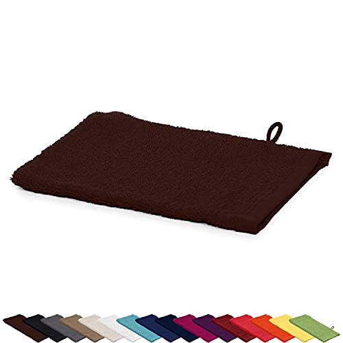 AR Line Frottier Handtuch-Serie - in 8 Größen und 16 Farben für Sie verfügbar, Waschhandschuh (15 x 21cm) in Schokobraun von AR Line