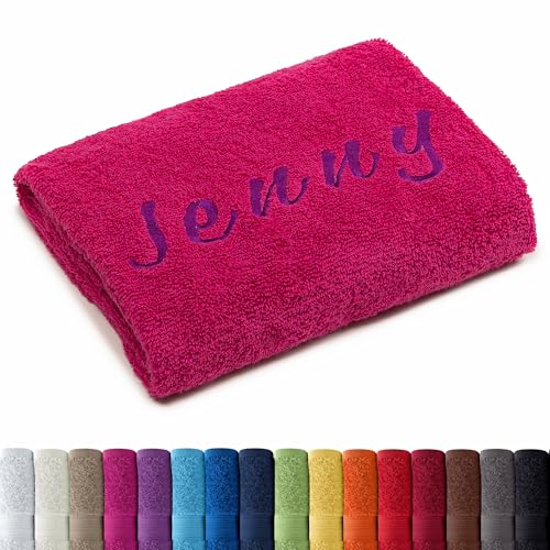 AR Line Besticken Sie Handtuch mit Namen oder mit Wunschtext Bestickt, Gästetuch (30x50cm) in Pink von AR Line