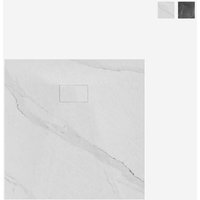 Quadratische Duschwanne bodengleich mit Marmoreffekt 90x90cm Stone MM - Weiß von ARATI BATH & SHOWER