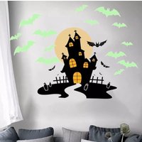 Halloween Wandsticker Schloss Und Fledermäuse Nachtsticker Für Wandfenster Dekoration Wohnkultur von ARAWARA