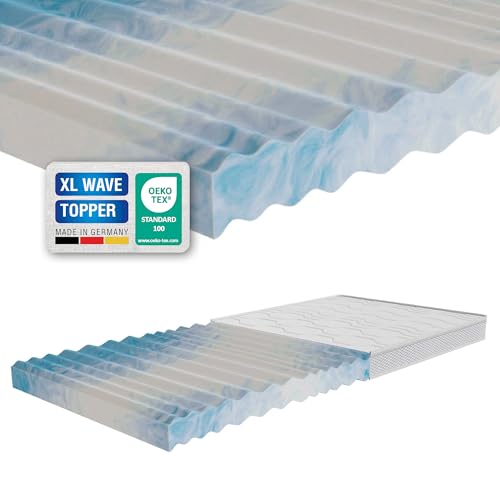 Topper XL Wave 10cm, Matratzenauflage - 7-Zonen-Wellenschnitt - H2, H3, H4 - alle Größen für alle Bettarten geeignet (H2 - weich, 90 x 200 cm) von ARBD