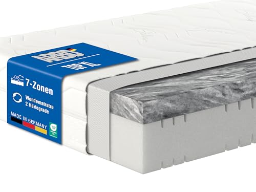 ARBD Top XL Fresh Matratze 140x200 cm – 7-Zonen Kaltschaum, Wendematratze mit Topper, 2 Härtegrade H4/H5 – orthopädisch, atmungsaktiv – Matratze für weiches bis hartes Liegegefühl von ARBD