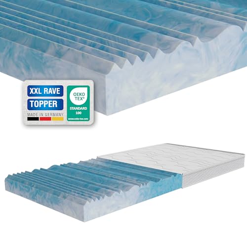 Topper Comfort XXL Rave 12cm Fresh – Matratzentopper 160x200 cm | Kaltschaum Matratzenauflage mit 7 Zonen | Härtegrad H2 (weich) | Atmungsaktiv, ergonomisch & waschbarer Bezug | ARBD von ARBD