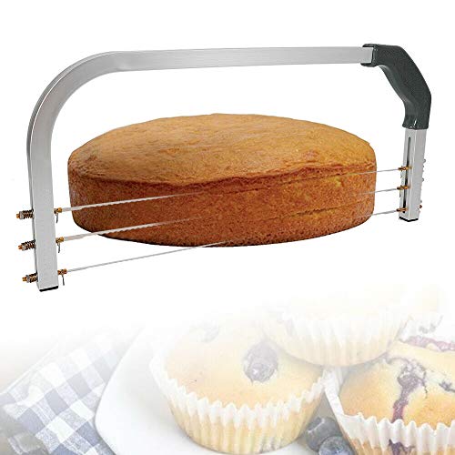 ARBGO Tortenschneider, Drähte Tortenschneider, Tortenbodenschneider Verstellbar mit 3 Edelstahl Draht, Drahtkuchenrichtmaschine Kuchen Sägezahn Edelstahl DIY Backwerkzeuge von ARBGO