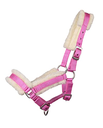 ARBO-INOX Fohlenhalfter mit Kunstfell Halfter 3-Fach verstellbar (Falabella Fohlen, Rosa) von ARBO-INOX