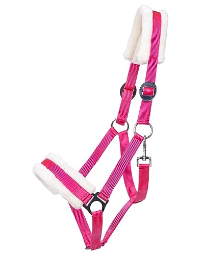 ARBO-INOX Halfter mit Kunstfell Schiebeschnalle beidseitig verstellbar (Mini Shetty, Fuchsia) von ARBO-INOX