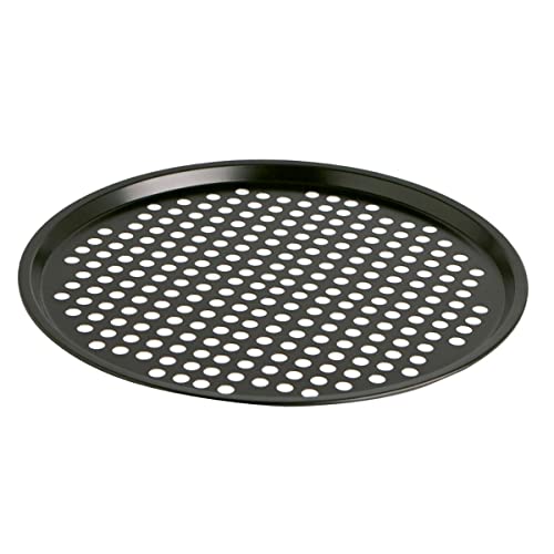 Quid Pizzaform 30 x 0,9 cm Sweet QD Pizza Backblech, Stahl, Schwarz, 30 cm von Quid