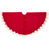 Handgemachter 72-Zoll-Filz-Weihnachtsbaum-Rock Mit Pompoms - Elegante Rot-Weiße Xl-Weihnachtsdekoration von ARCADIAHOME