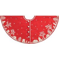 "Eleganter Gestickter Weihnachtsbaum-Rock Aus Baumwolle - 60 "Rote Dorfszene, Erbstück-Feiertagsdekor." "Eleganter Gestickter Weihnachtsbaum-Rock Aus Baumwolle - 60 "Rote Dorfszene, Erbstück-Feiertagsdekor." von ARCADIAHOME