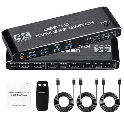 USB 3.0 Display 4K @60Hz KVM Switch Dual Monitor 2 in 2 out HDMI KVM Switch with Keyboard Hotkey USB 3.0 Display 4K @60Hz KVM Switch Dual Monitor 2 in 2 out HDMI KVM Switch with Keyboard Hotkey von ARCADORA