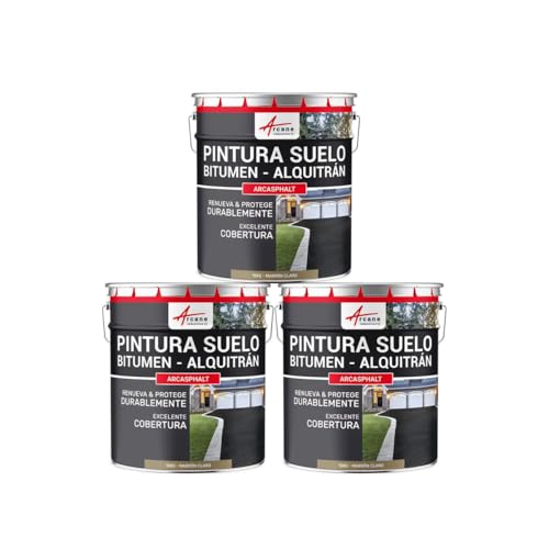Bitumenfarbe/Teerfarbe: Harzbodenbeschichtung für Asphalt, Teer, Belag - ARCASPHALT Hellbraun - 3 x 15 kg von ARCANE INDUSTRIES