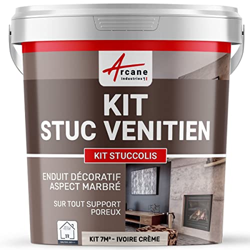 ARCANE INDUSTRIES Stuckfarbe, STUCCOLIS Putz mit Mörtel und Farbstoff Elfenbein Creme-kit bis zu 7 m² von ARCANE INDUSTRIES